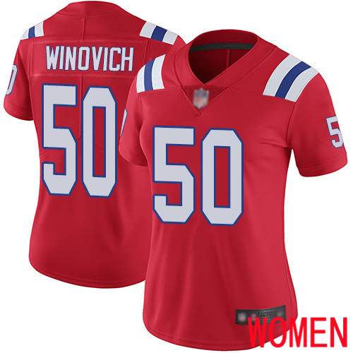 New England Patriots Football 50 Vapor Limited Red Women Chase Winovich Alternate NFL Jersey